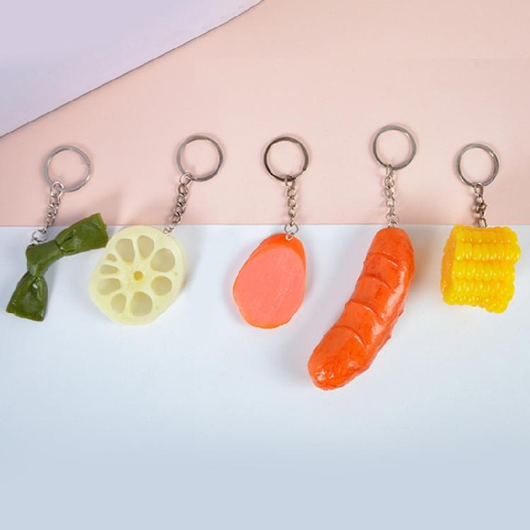 4 Pcs Simulation Food Keychain Decorative Keychain Hot Dog Pendant Hanging Ornaments Bag Charm Decorations Car Key Chain