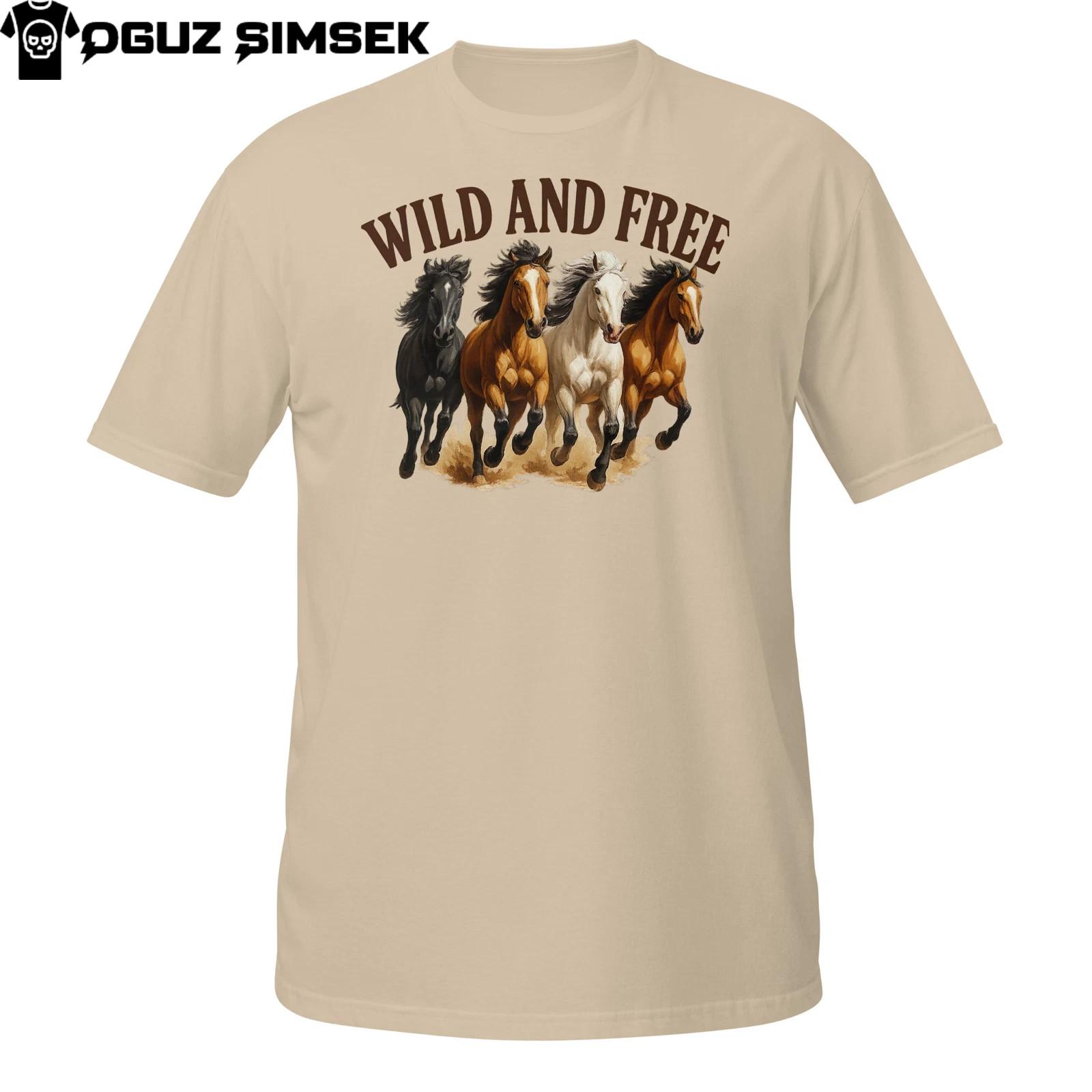 Wild And Free Horses T-Shirt Mens Womens Tees Top | Running Horse Art Tee | Western Cowboy Gift 3XL