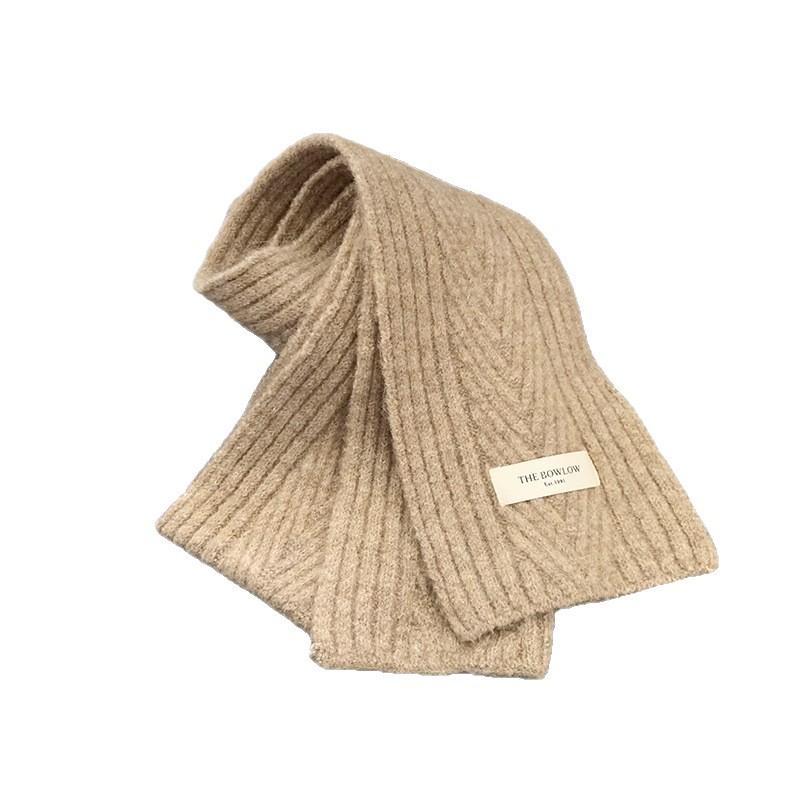 Retro Red Scarf Winter Women's New Korean Style Warm and Thickened Cold Proof Neck Protection Couple Knitted Small Scarf