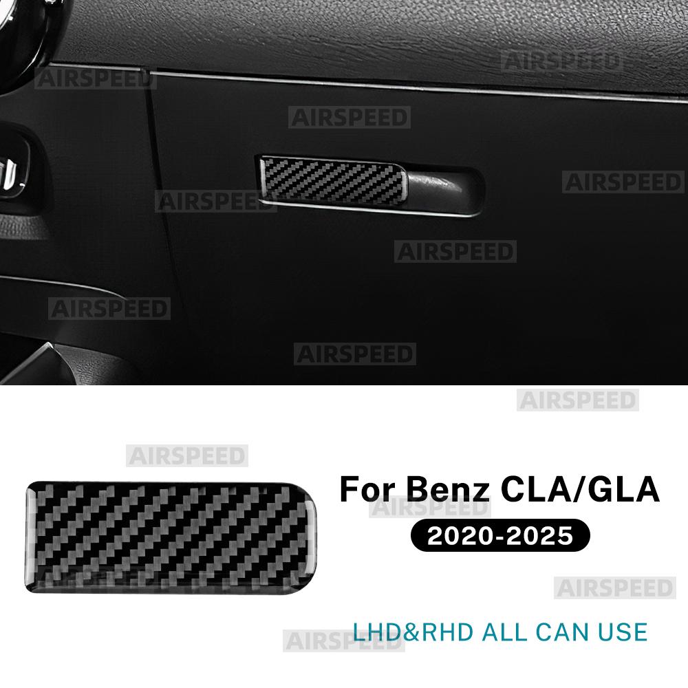 Echter Weicher Kohlefaser Zieraufkleber Für Mercedes Benz A CLA GLA Klasse W177 C118 H247 2020-2025 Beifahrer Ablagefach Schalter Innenraum