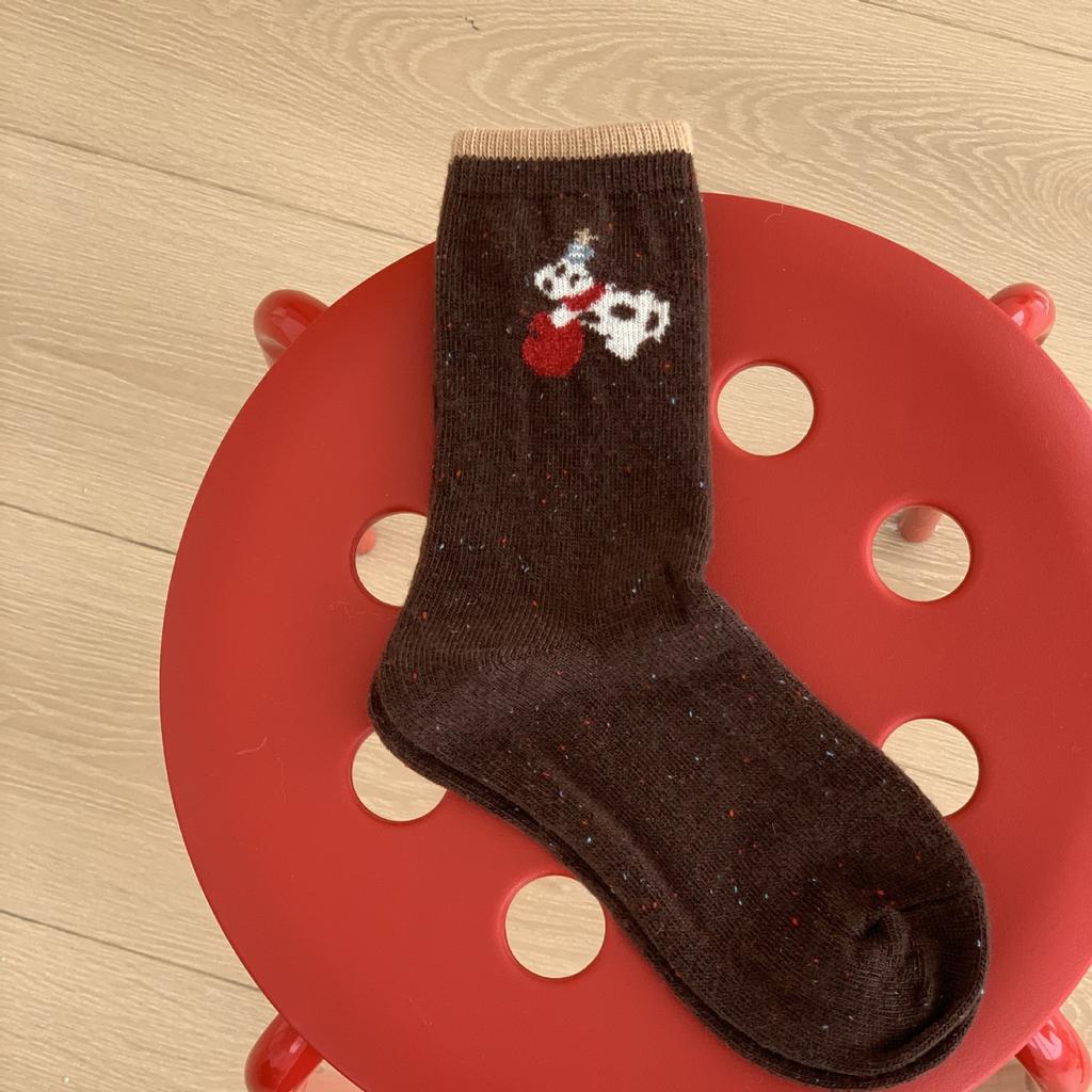 Versatile Medium Tube Socks Love Wool Socks Boneless Warm Cute Japanese And Korean Puppy Female Cartoon Thickened Confinement Socks