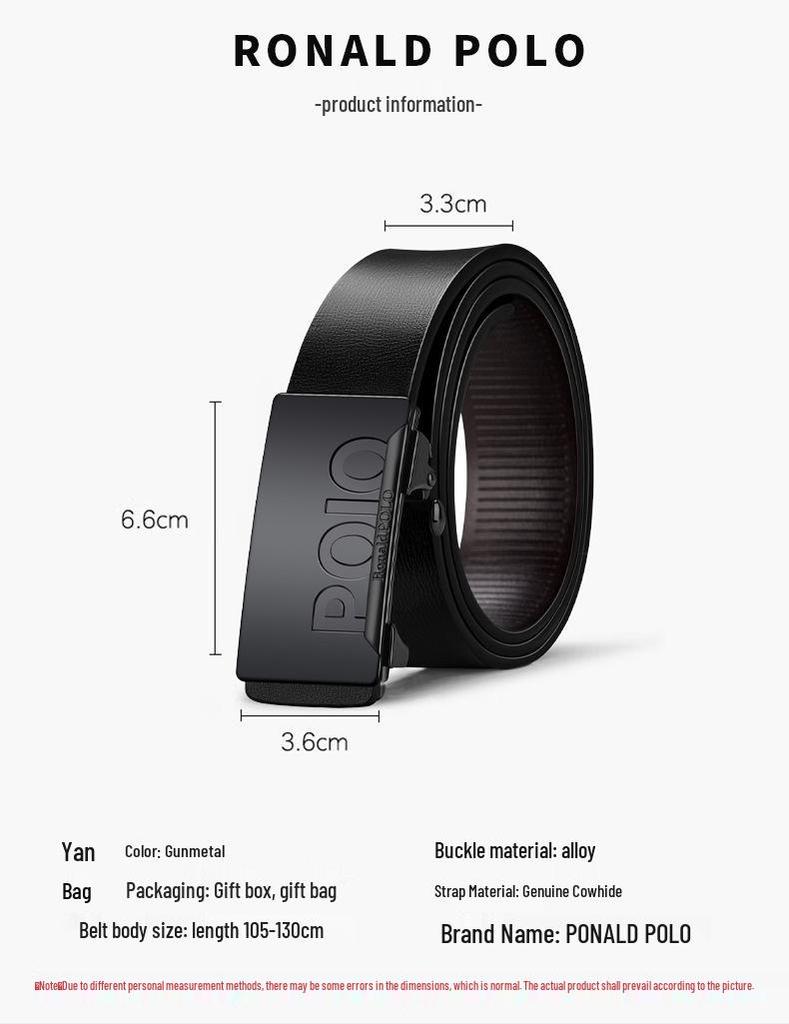 Platinumstone Men's Genuine Leather Belt - Automatic Buckle, Business Casual, in Stock.