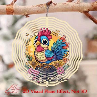 Blumenhahn Windspiel mit Mandala-Muster 360 Grad drehbarer Haken für Garten Rasen Außendekor Kein Strom erforderlich Geschenk
