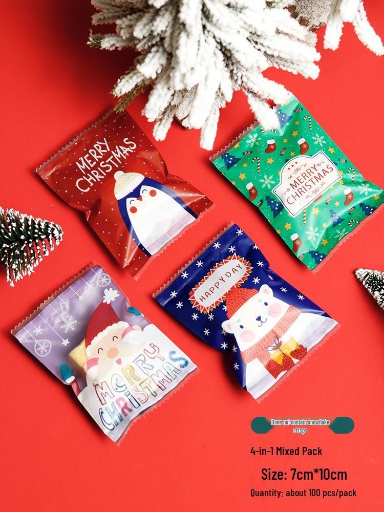 Christmas Gift Bag with Ribbon - Snowflake Design, Self-Sealing for Cookies and Candy