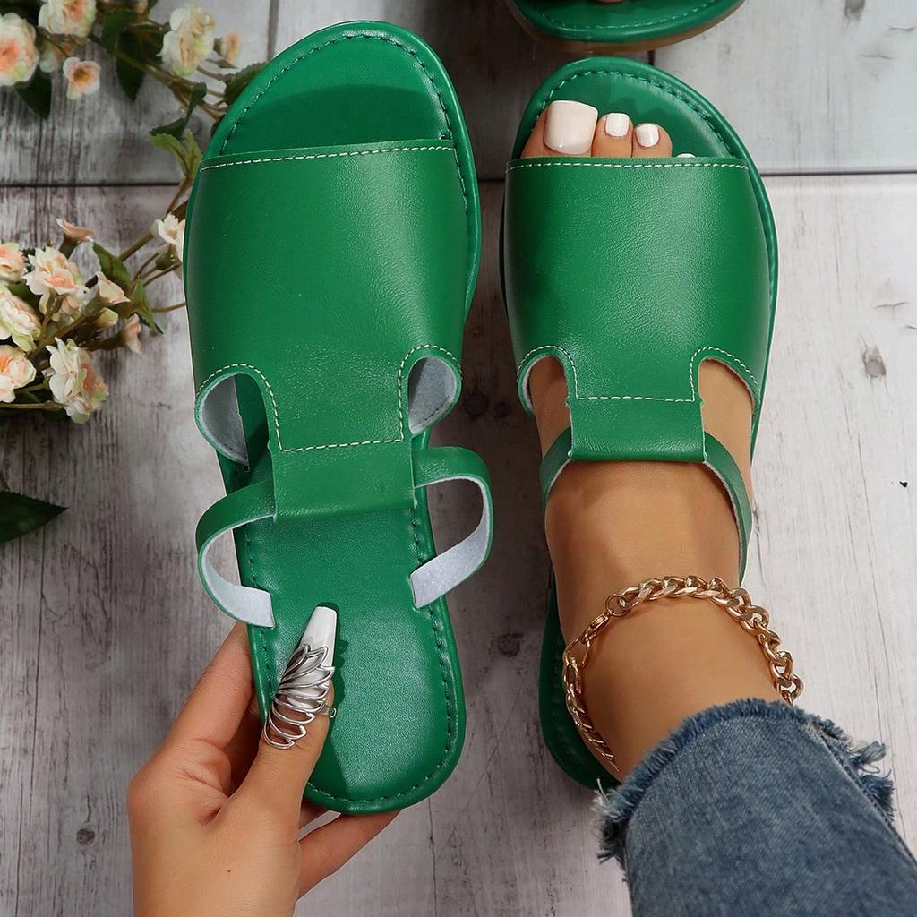 Summer New Arrival Casual Solid Color Open Toe Slippers Comfortable Non-slip Women's Low Heel Sandals 36-43