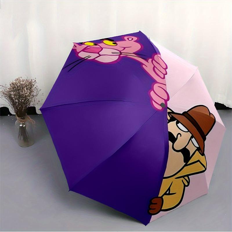Pink Panther Detektiv Automatisches Öffnen/Schließen Regenschirm   Kompakter Reise Regenschirm, 8 Speichen Stabile Konstruktion, Ideales Geschenk, 174