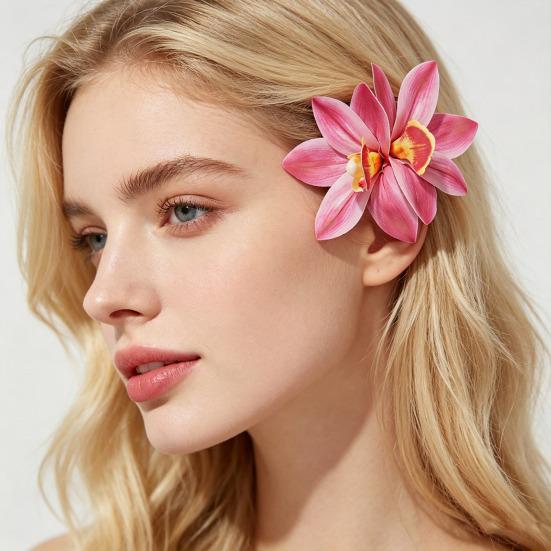 Women Hairpin Simulated Flower Shape Colorfast Hair Clip Back Head Hair Claw Daily Wear Party Hair Accessory