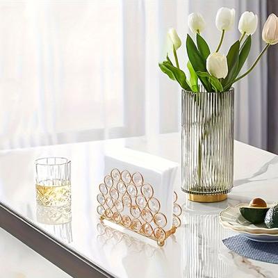 Stylish Golden Crystal Tissue Dispenser for Dining Table Freestanding Paper Towel Stand Decorative Napkin Dispenser