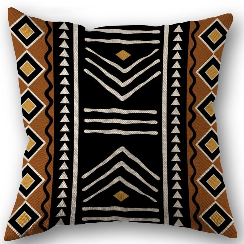New Pillow Case 45X45Cm Bohemian Color Geometric Pattern Pillow Cover Ethnic Style Retro Pillow Cover Cushion Linen Fabric Decor