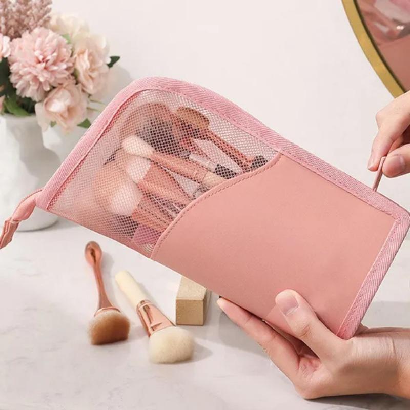 1 Pc Portable Stand  Empty Cosmetic Bag Travel Toiletry Bag Zipper Makeup Brush Organizer Bag(Only Empty Bags Not Including Others)