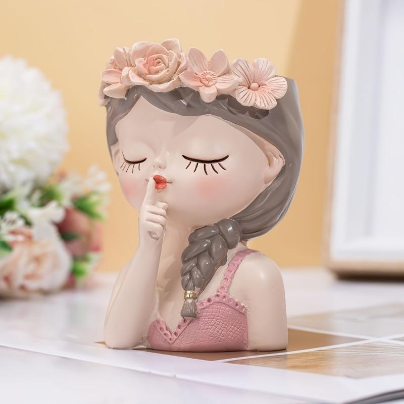 Creatieve Schattige Meisjes Vaas Hars Ornamenten Tuinieren Huis Woonkamer Portiek Decoratie Huis Decoratie Bonsai