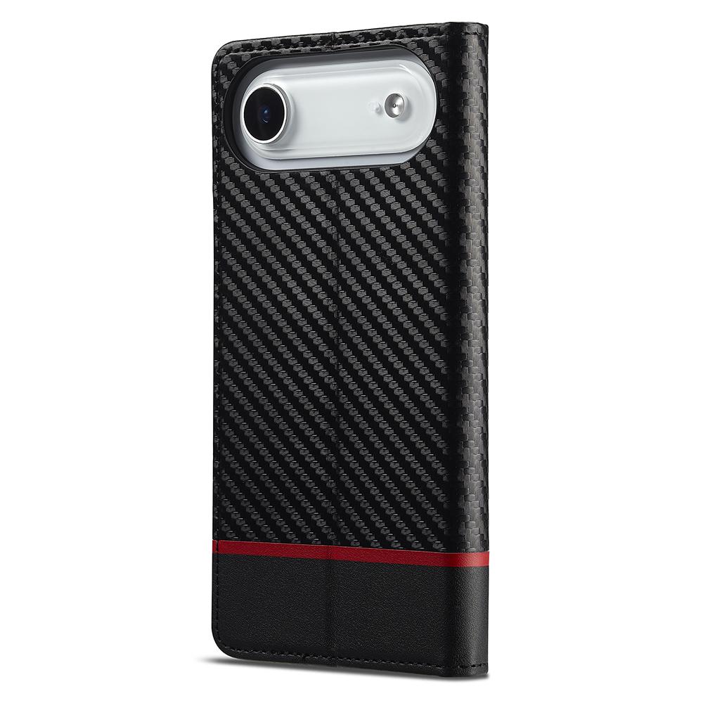 LC.IMEEKE For iPhone 17 Air Wallet Case Carbon Fiber Texture Leather Phone Cover