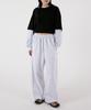 UMM Women'S Snap Button Wide Balloon Sweatpants White Melange