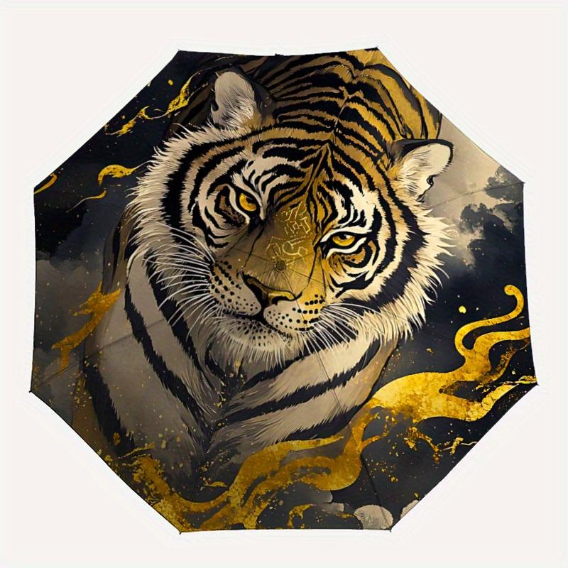 

1pc Tiger Print Umbrella - 8-Rib Automatic Open/Close, Fashionable Compact Umbrella for Outdoor Adventures yy250813211