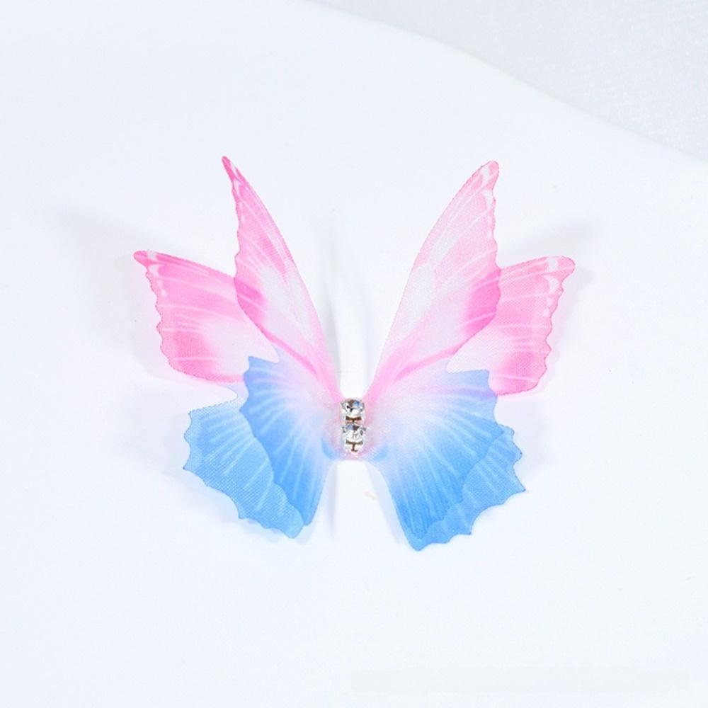50Pcs Gradient Color Organza Fabric Butterfly Appliques 3D 5CM Fairy Chiffon Butterfly Organza Fabric Handmade