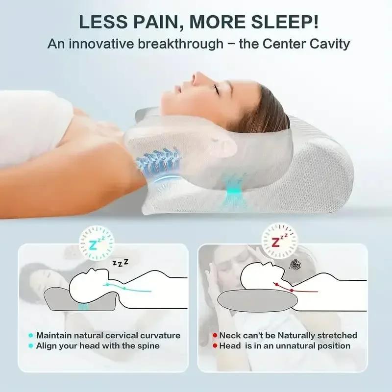 Memory Foam Pillows Butterfly Shaped Relaxing Rebound Comfort Memory Sleep Cervical Orthopedic Neck Pillow Massage Bed Pillow