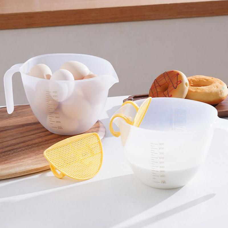 Messbecher-Set mit Filter 1000 ml Trichter Eiersieb mit Sieb Mehrzweck-Kochwerkzeug zum Reiswaschen Backen Kochen