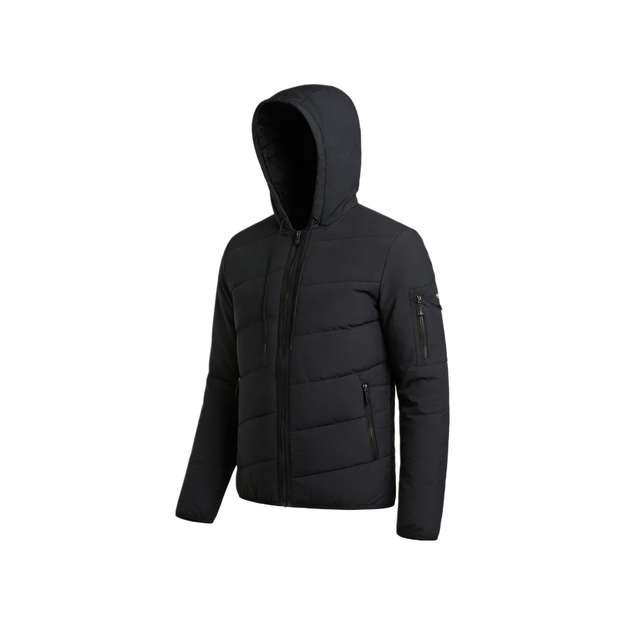 

Reebok Solid Color Hooded Zipper Simple Long Sleeve Cotton Jacket Men jackets GQ4936-BLACK M