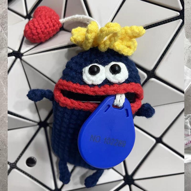 Customizable Wool Car Key Cover with Buckle and Key Pendant