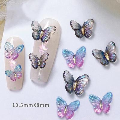30Pcs 3D Aurora Colorful Butterfly Nail Art Charm Nail Art Decoration Diy Nail Jewelry  For Nails Art Accessories