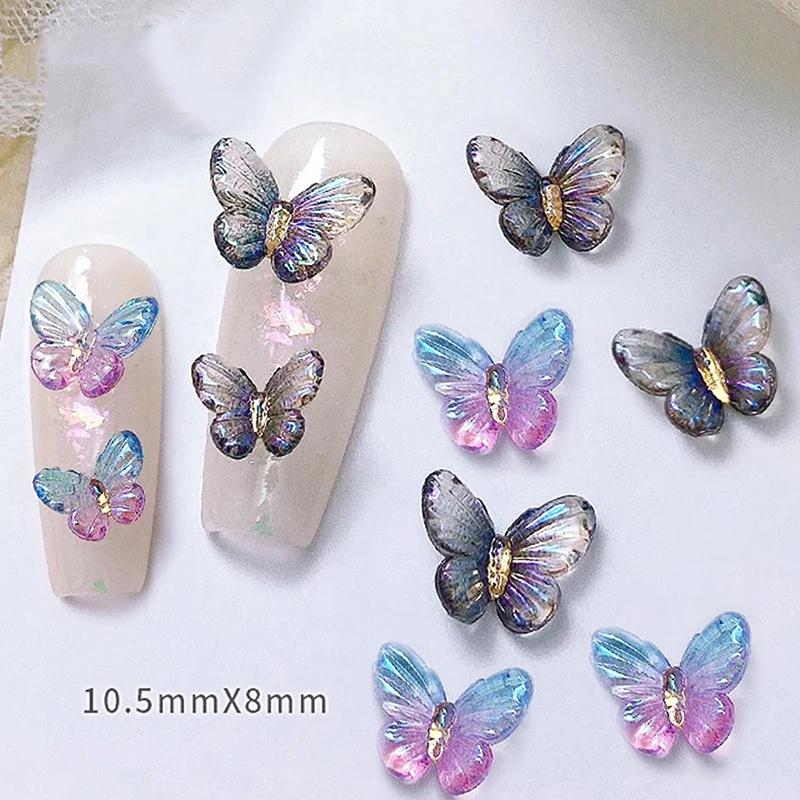 30Pcs 3D Aurora Colorful Butterfly Nail Art Charm Nail Art Decoration Diy Nail Jewelry For Nails Art Accessories