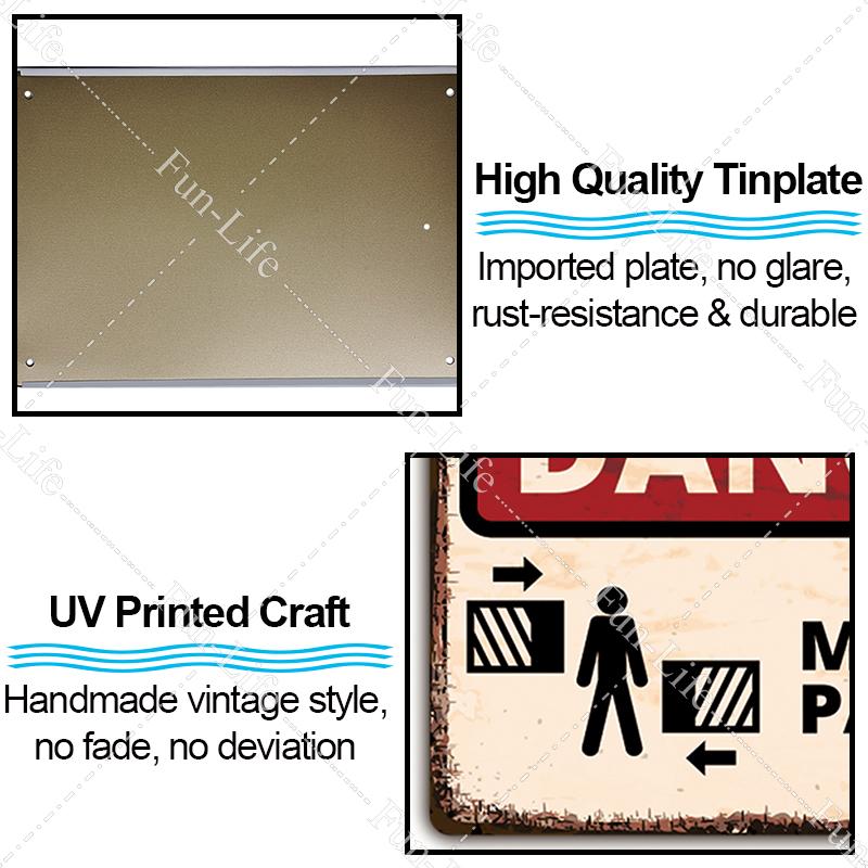 IBOOWU Danger DUST HAZARD Vintage Poster Retro Metal Tin Signs Wall Decor HIGH VOLTAGE Beware Warning Plaques