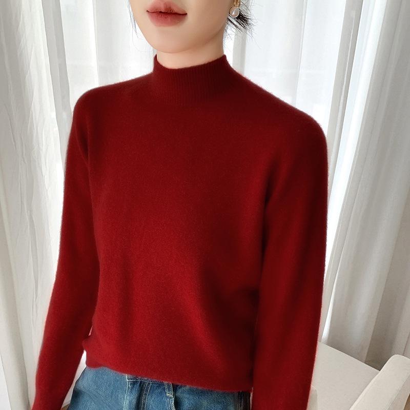 Luxury Women's Cashmere Half-High Collar Sweater, Light and Skin-Friendly, Perfect for Autumn and Winter