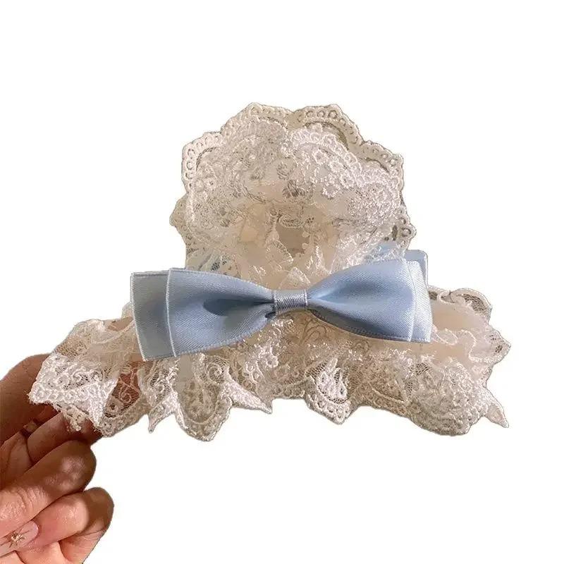Temperament Lace Bow Grab Clip Female Back of Head Disc Hair Shark Clip