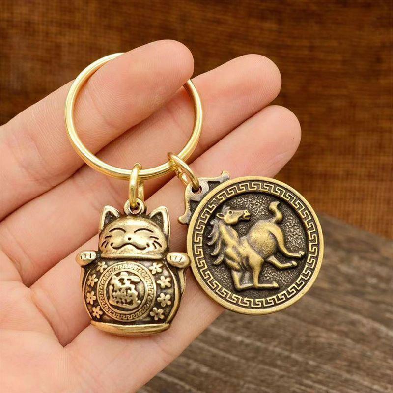 Stjernetegn Hest Fem Keisere Pengeanheng Lykkekatt Nøkkelring Kinesisk Feng Shui Mynter Nøkkelring Bringer Velstand Lykke