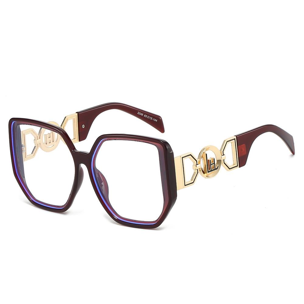 New Large Frame Square Anti Blue Light Glasses Luxury Hollow Frame Leopard Print Design Unisex Eyewear