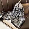 Luxury  Women Paisley Print Square Hijab Scarf Soft Satin Silk-Like Small Neck Scarf Stylish Casual Headscarf