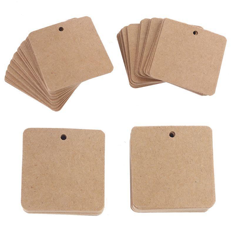 100pcs Blank Square Kraft Paper Gift Hang Tags Wedding Label Price Card Crafts top sale