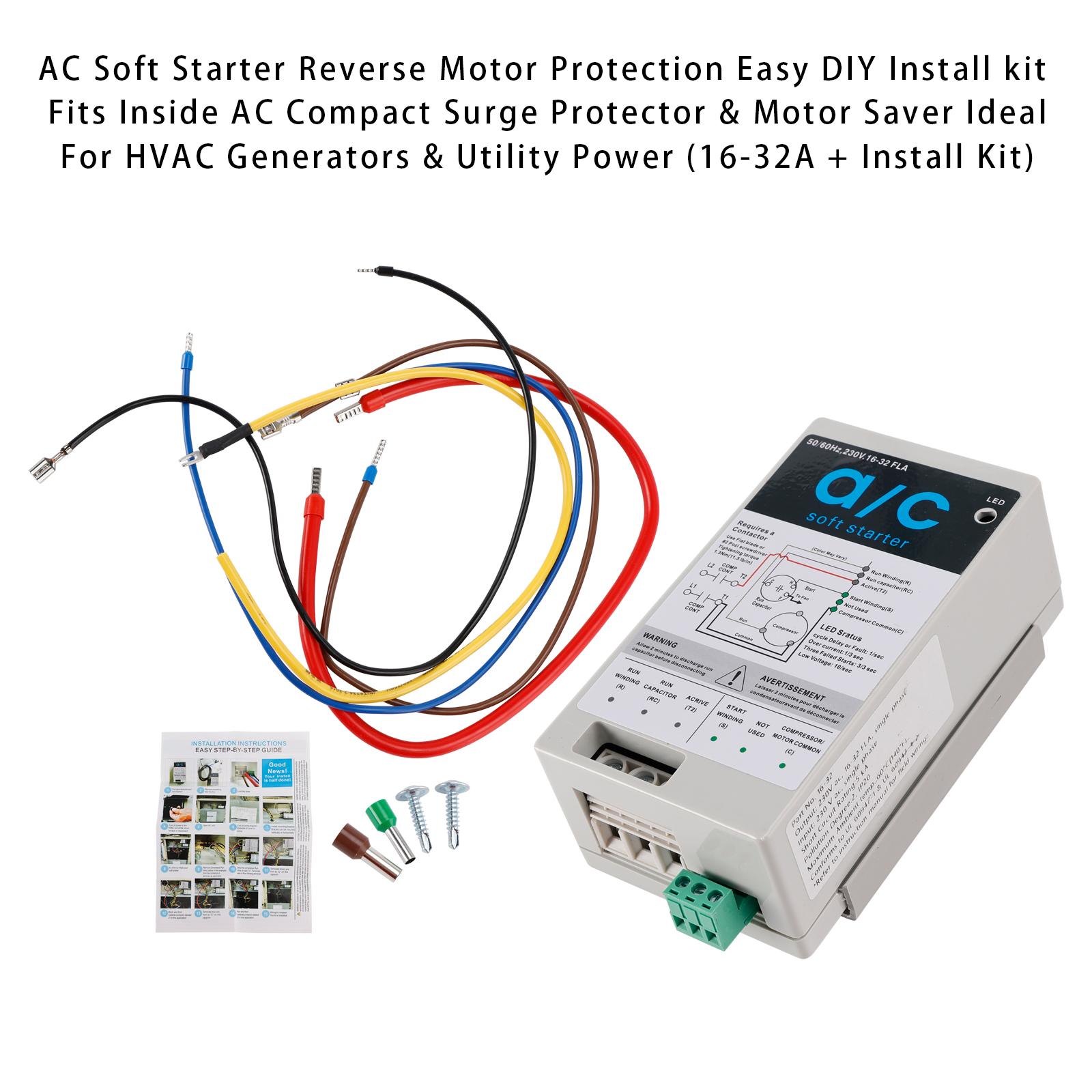 

RV AC Soft Starter Reverse Motor Protection For HVAC Generators & Utility Power (16-32A + Install Kit)