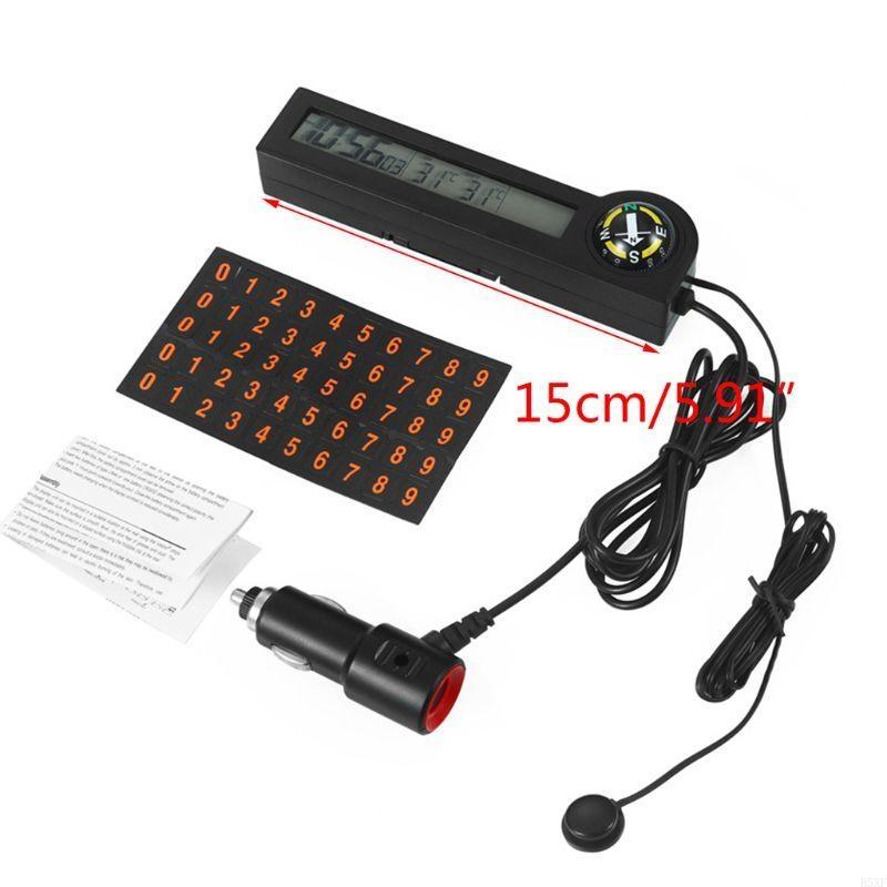 2025 Nouvelle Décoration de Stationnement Temporaire pour VoitureAutomobile Numérique Campa Horloge Thermomètre 12V Mètre Alarme LCD Rétroéclairage