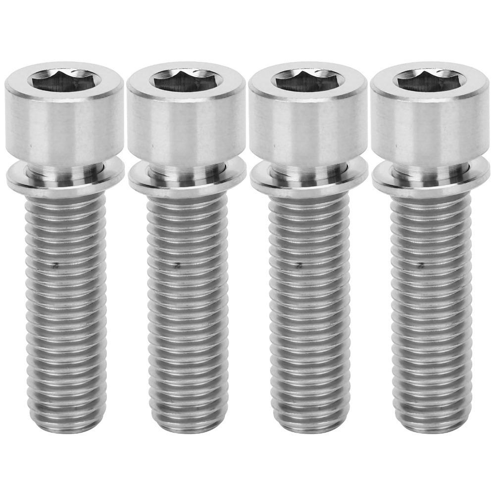 4Pcs Titanium Alloy Bicycle Stem Screws M7x25mm Gold/Silver Bike Handlebar Stem Bolts With Washers Stem Inner Hex Screws серебряный