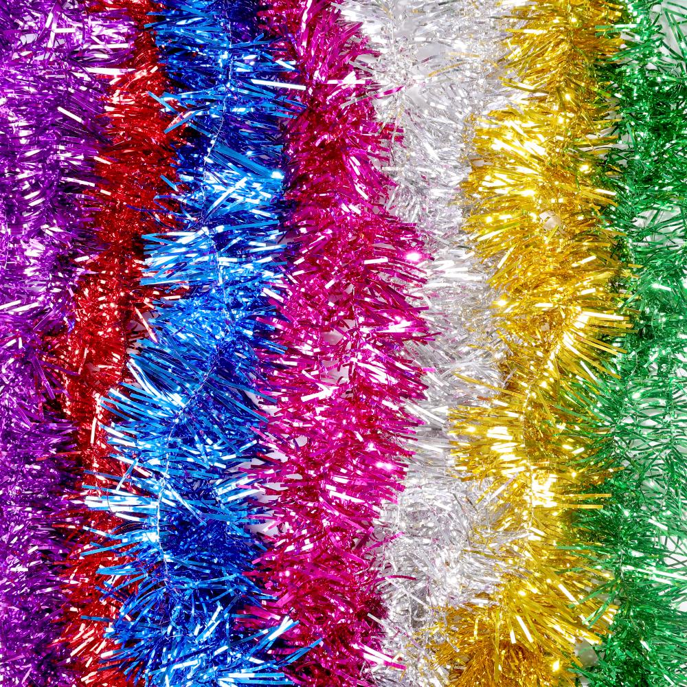 60/1.5M Christmas Tinsel Garland Twist Foil Tinsel Garland Xmas Hanging Decoration Home New Year Birthday Decorative Supplies