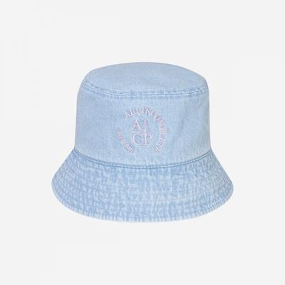 ALLINCOMPLETE Chapeau seau rond logo en jean bleu clair
