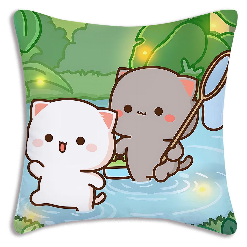Cute PeachS And G-GomaS Pillow Covers Cartoon Sofa Decorative Home Double-sided Printing Short Plush Cute Cushion Cover