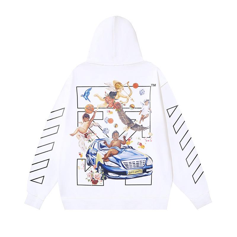 Off-White 2025 Autumn/Winter New Angel Sports Car Arrow Printed Hoodie Hoodie for Men and Women