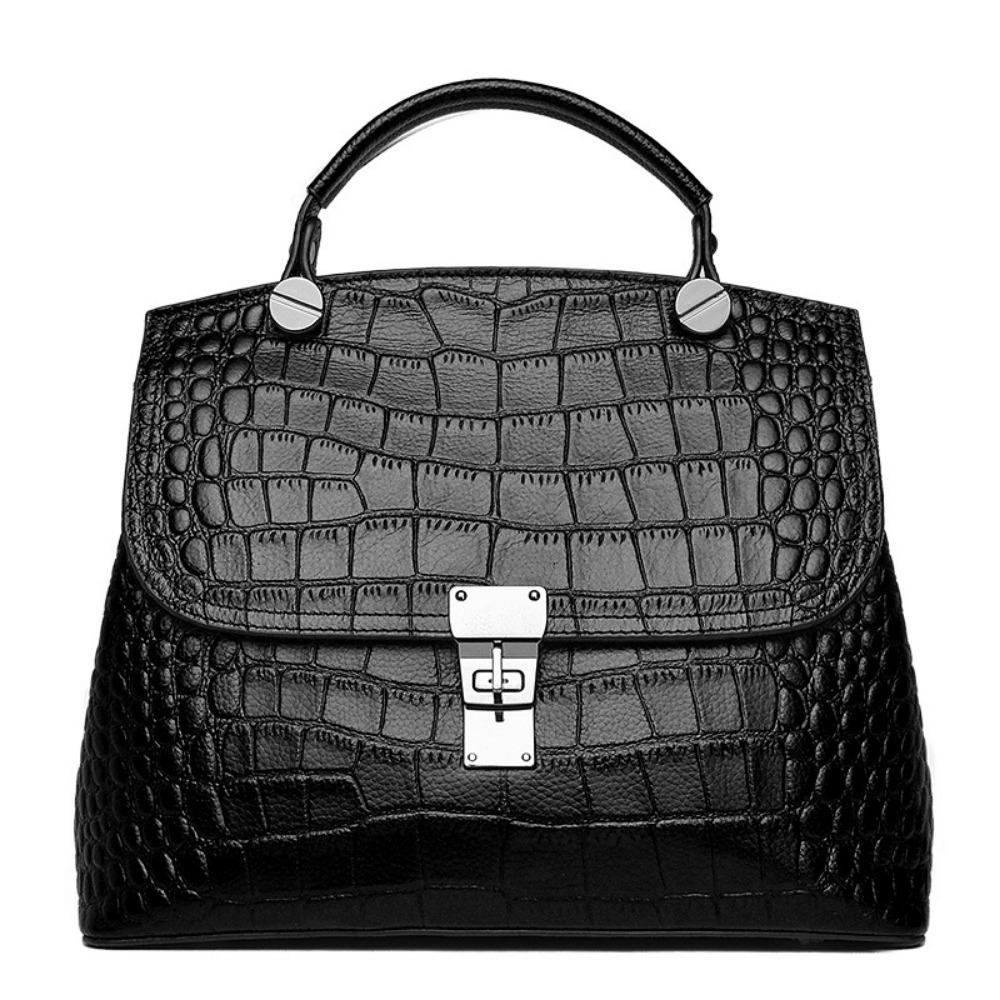 Large Capacity Single Shoulder Oblique Span Bag Crocodile Pattern Handbag Women's, Genuine Leather Women's Bag