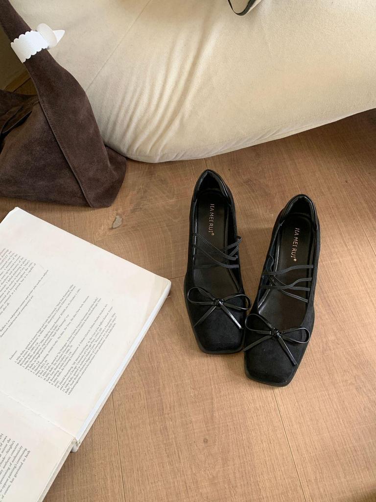 Women's 2025 Chunky Heel Mary Jane Shoes - French Square Toe, Pig Mouth Design, Spring/Autumn