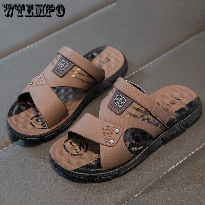 WTEMPO Mens Summer Sandals Soft Bottom Hollow Thick Bottom Slides Outdoor Seaside Beach Shoes Indoor Slip Resistant Slipper Wearable Hiking Shoes