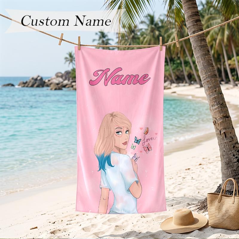 Taylor Custom Name Printed Beach Towel Personalized Soft Towel For Swimming Beach Travel