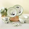 Ceramic Tableware Combination Set Lovely Cartoon Panda Children Plate Bowl Spoon Porcelain Restaurant Noodle Bowl Steak Plate