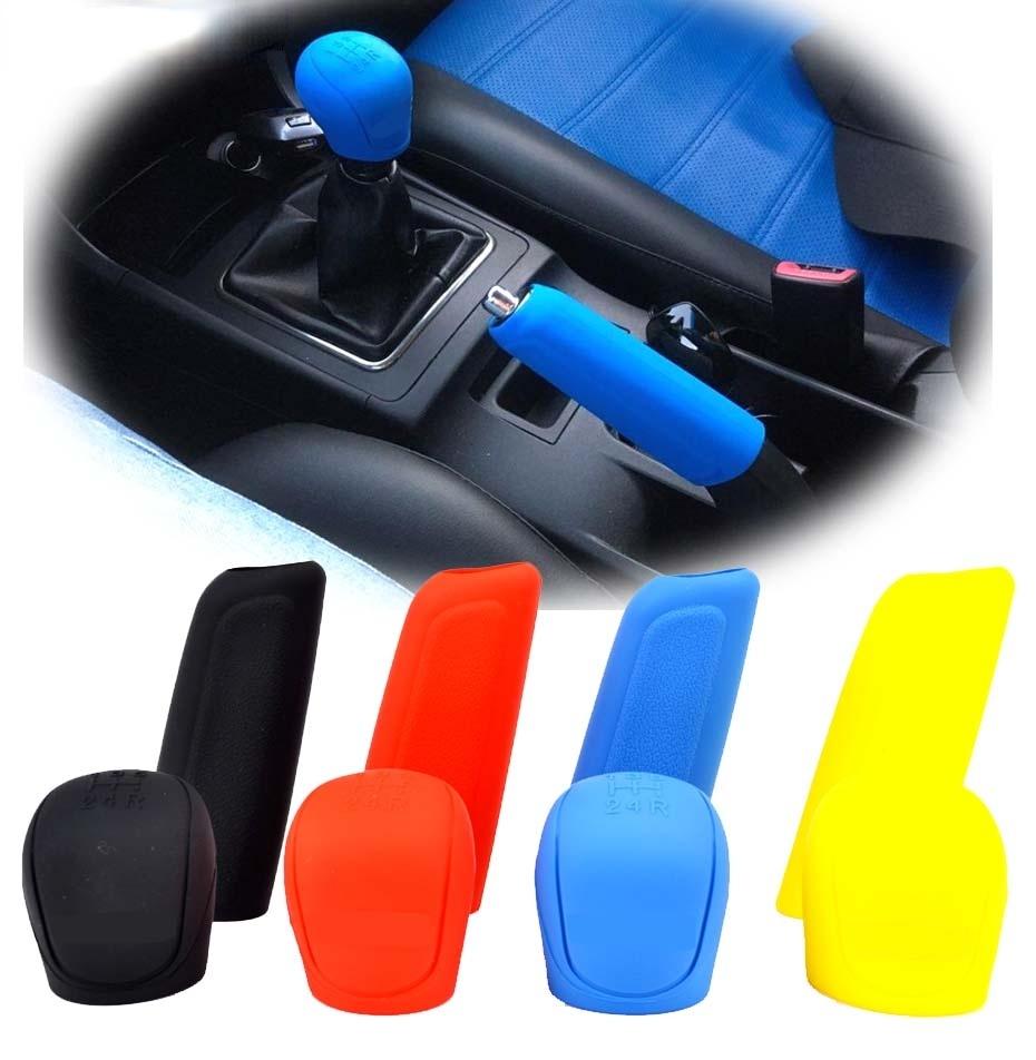 2pcs/set Car Auto Manual Silicone Shift Gear Head Knob Cover Handbrake Hand Brake Covers Sleeve Case Skin Protector