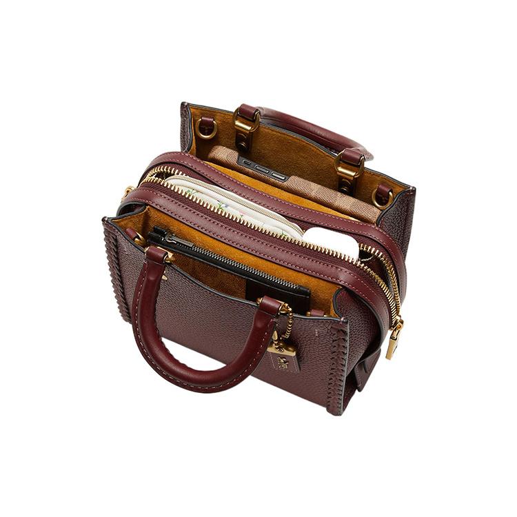 New COACH Rogue Pebbled Leather Tote Bag, Shopping Bag, Handbag, Shoulder Bag, Crossbody Bag Small Women's Dark Burgundy CJ816-B4WN