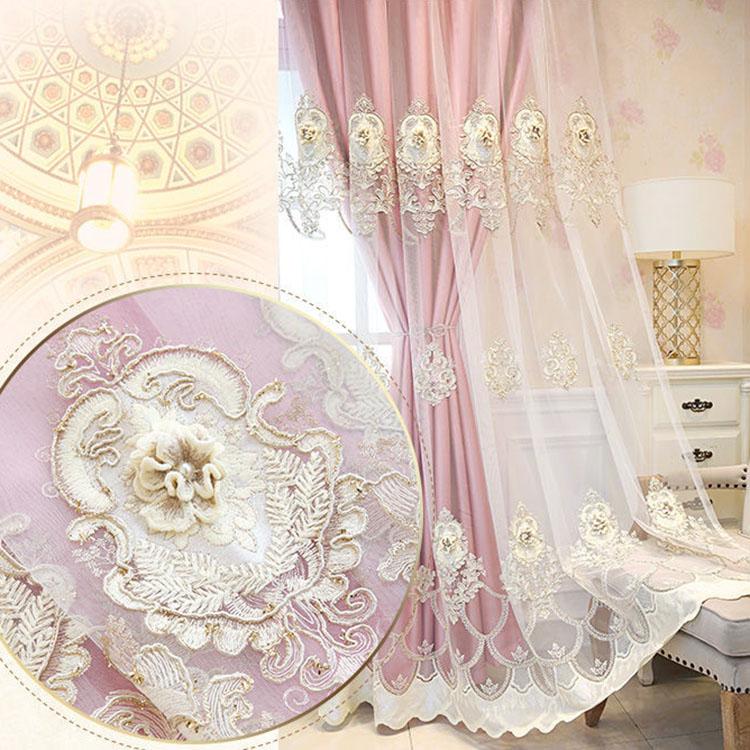 Európai stílusú függönyök sötétítő ruha fonal dombornyomott hímzés nappali hálószoba luxus függönyrúd