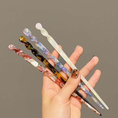Horquillas Vintage de Estilo Chino para Mujeres Niñas Moda Acetato Palillos con Forma de Pasadores para el Cabello Joyería Accesorios para el Cabello