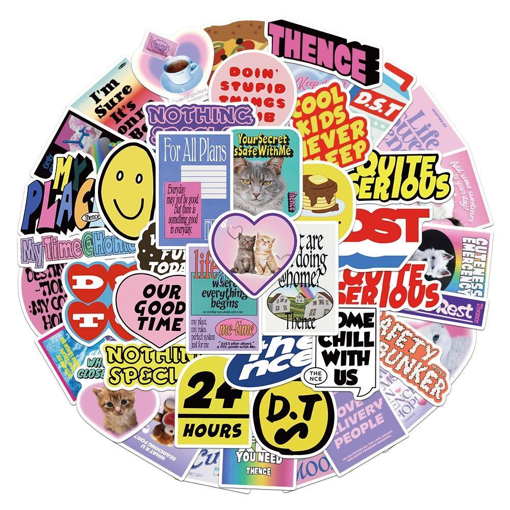 10/50Pcs Korea THENCE Stickers Fashion Design Brand Graffiti Stickers for DIY Luggage Laptop Skateboard Motorcycle Bicycle Stickers 10PCS