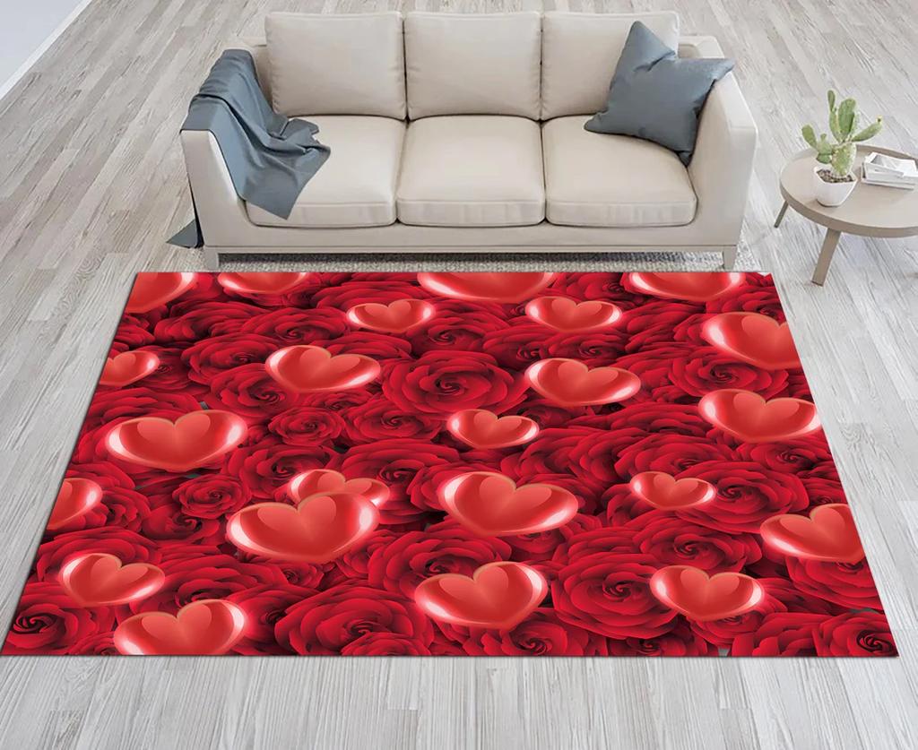 Wizualny Trójwymiarowy Dywan w Kształcie Serca Pokryty Dywanikiem Wejściowym w Kształcie Serca Ciepła Dekoracja Dywanowa do Sypialni